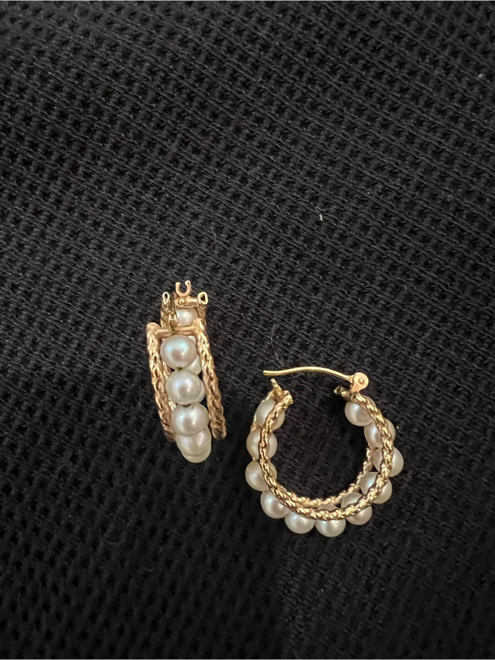 10k Gold Fresh Water Pearl Hoop Earrings - Elegant Women Jewelry
